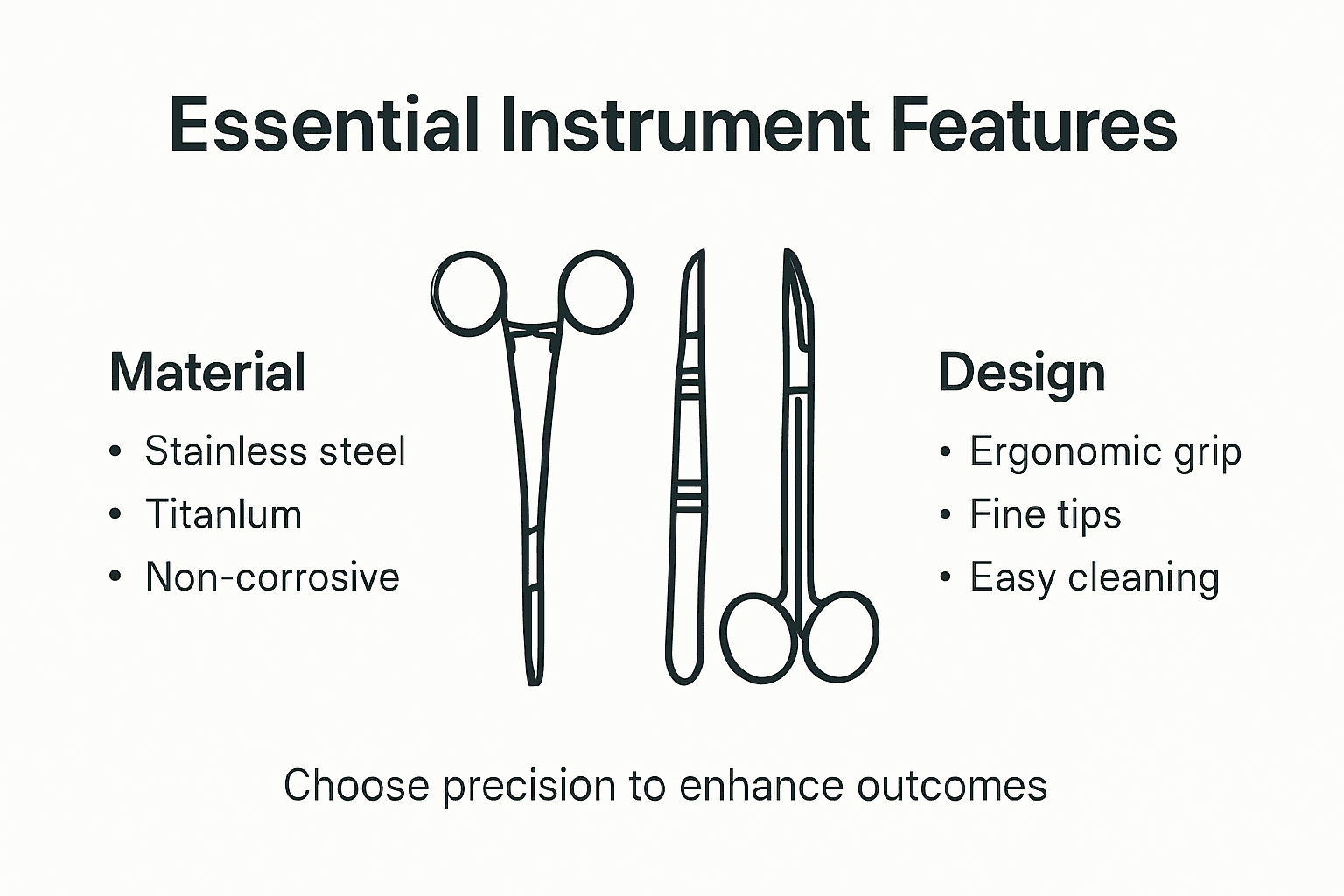 Infographic on key features of surgical instruments