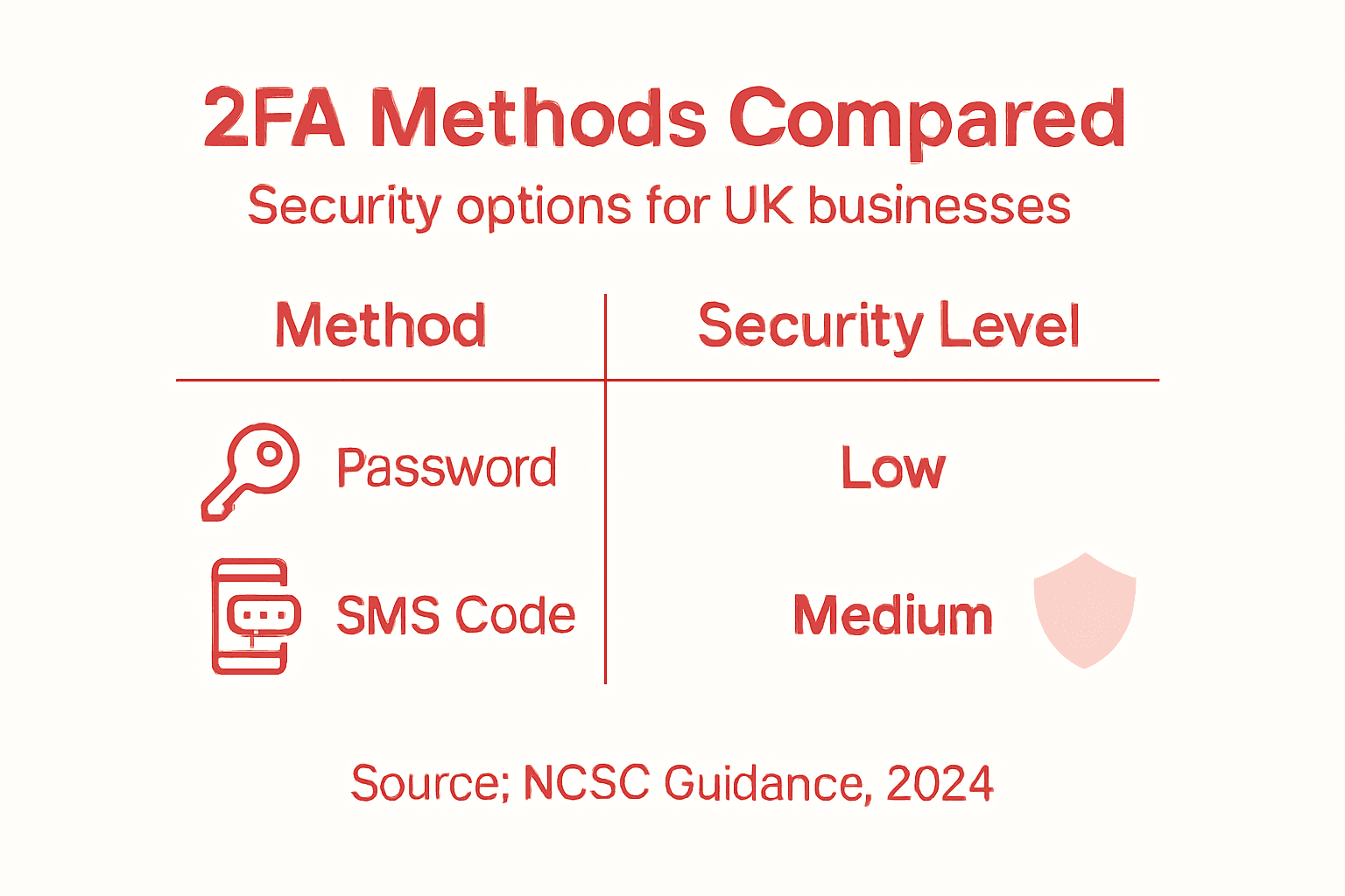 Infographic comparing two-factor authentication methods