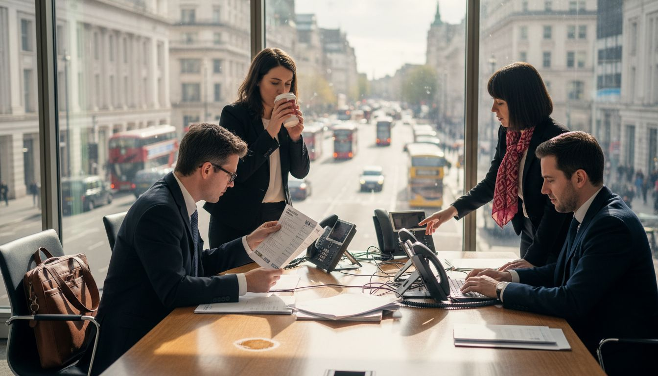 Team setting up new VoIP phone system