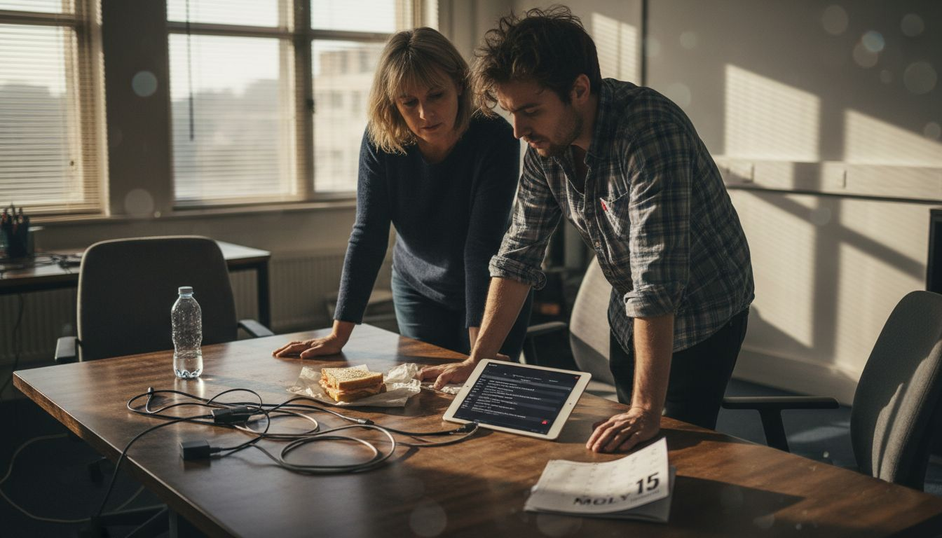 SME owner discussing IT issues with technician