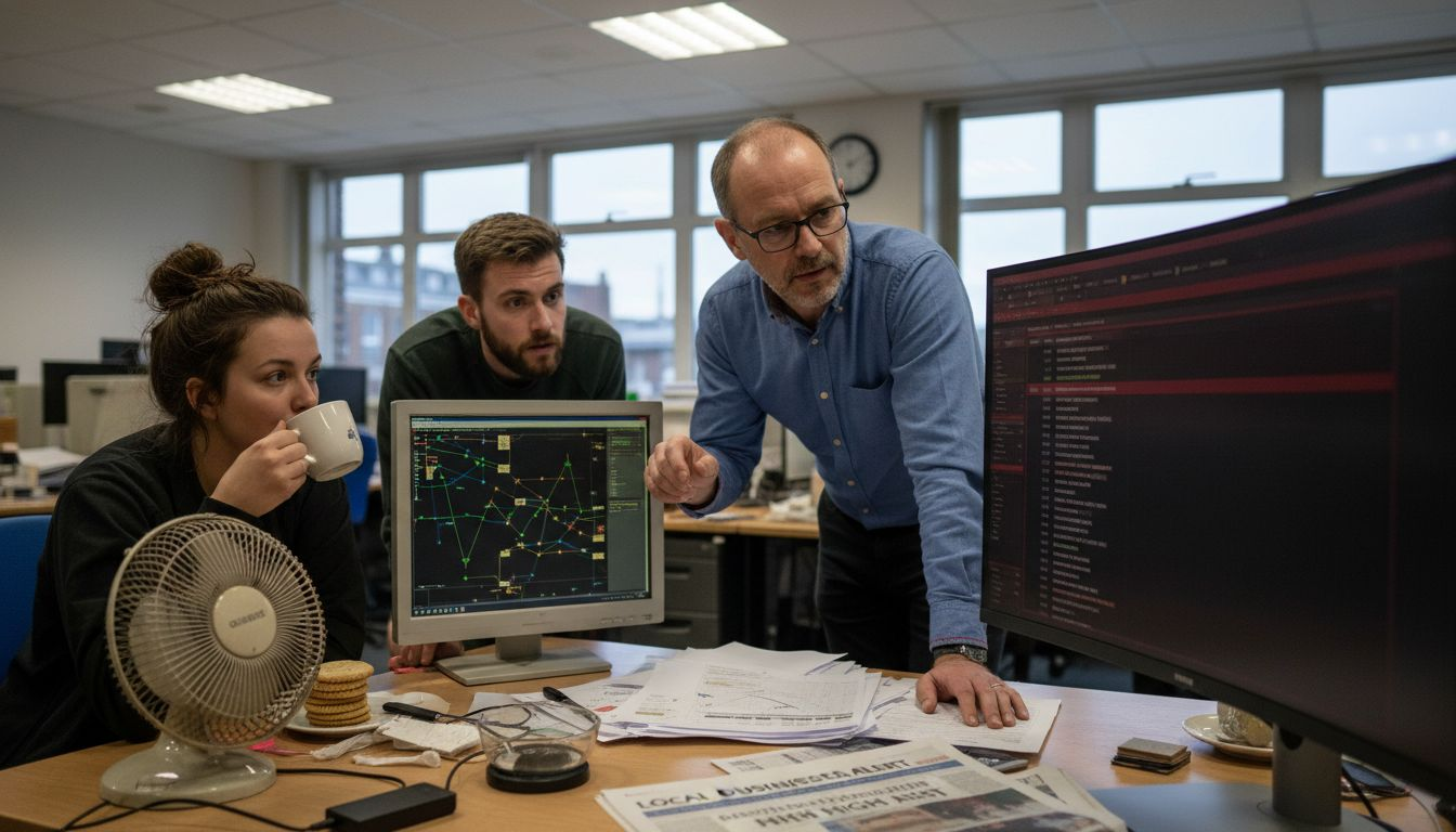SME staff monitoring computer alerts together