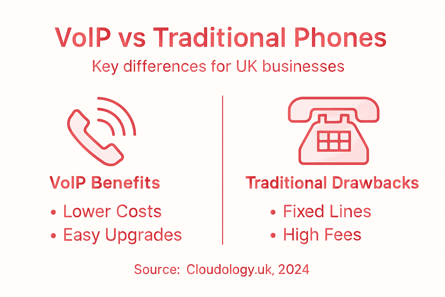 Infographic comparing VoIP and traditional phones