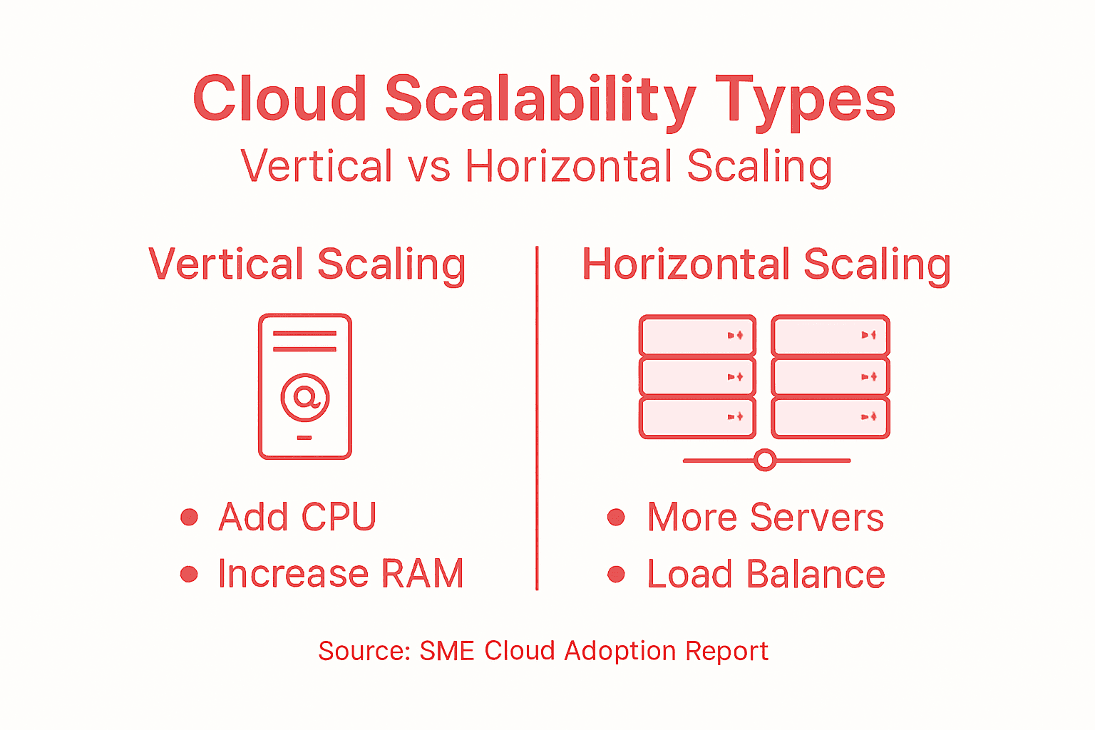 Infographic comparing cloud scaling types