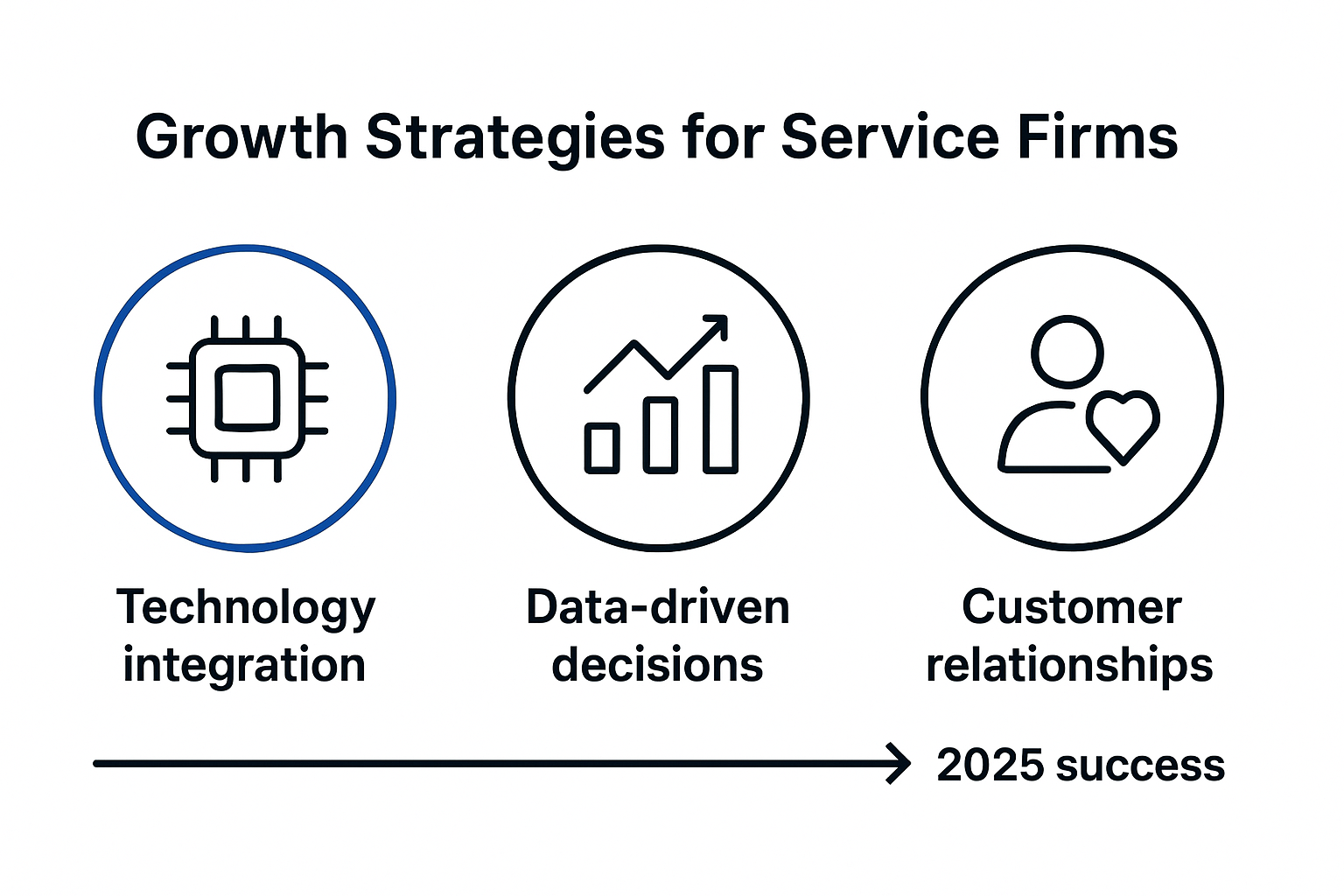 Infographic summarizing business growth strategies for service firms