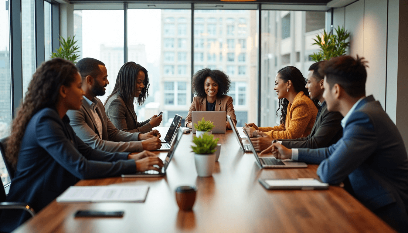 Diverse marketing team in modern South Africa office