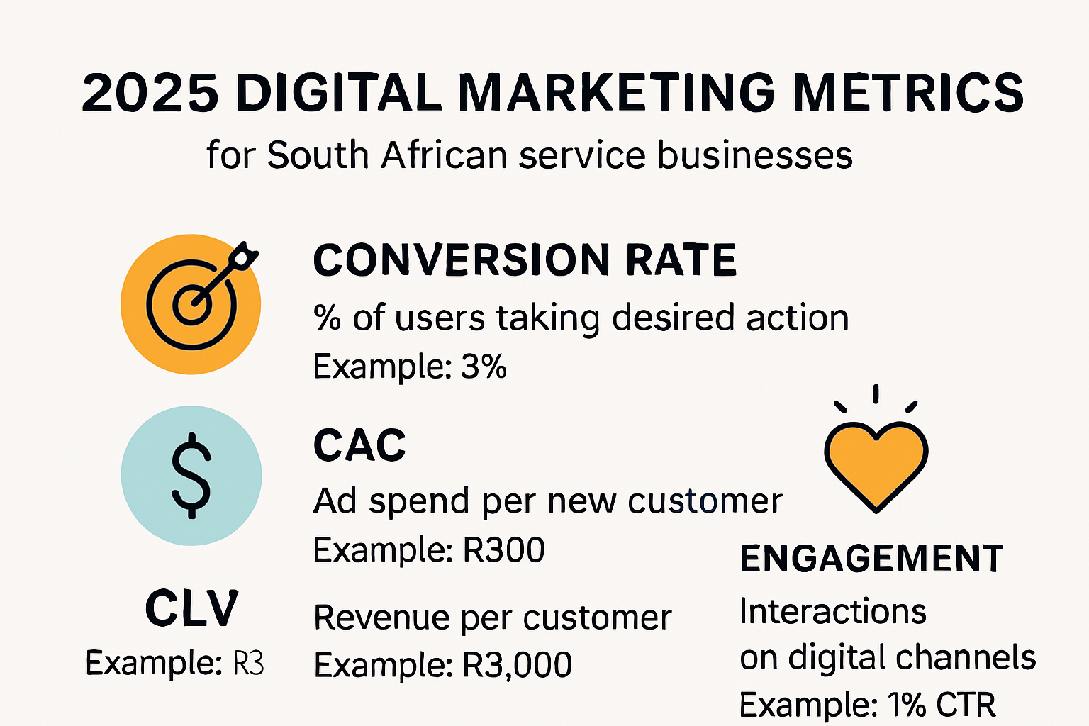 Infographic of 2025 digital marketing metrics overview