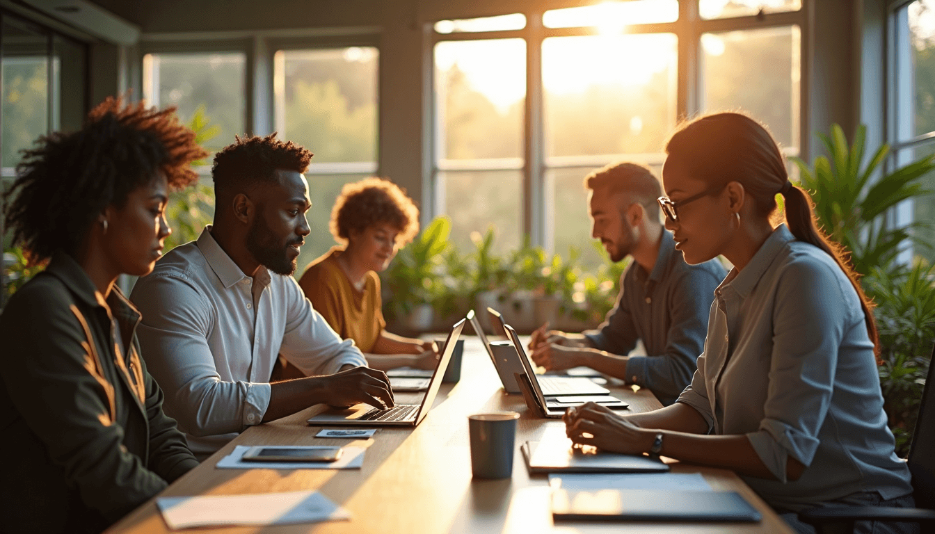 South African team at sunlight-filled workspace