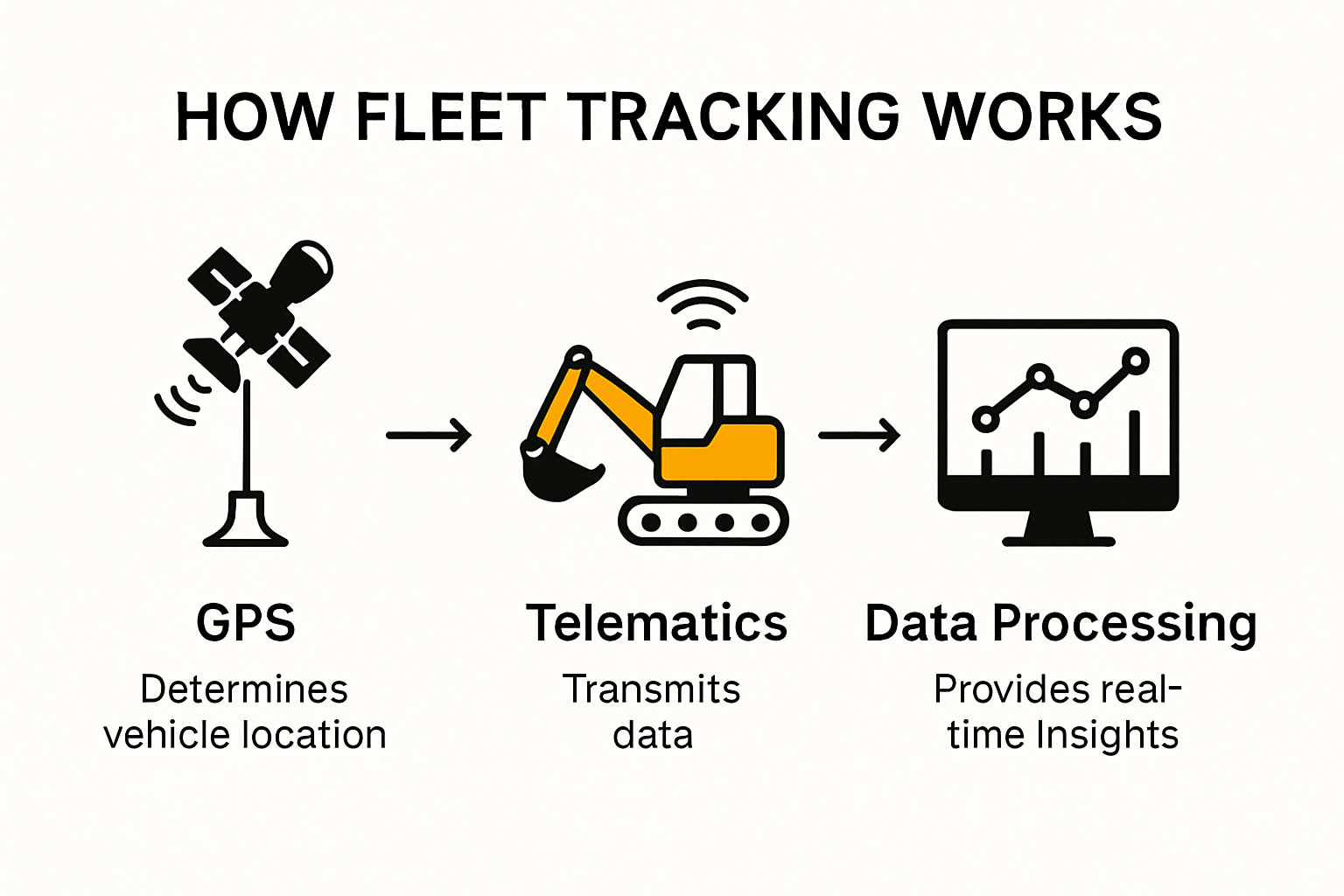 Infographic showing how fleet tracking technology works