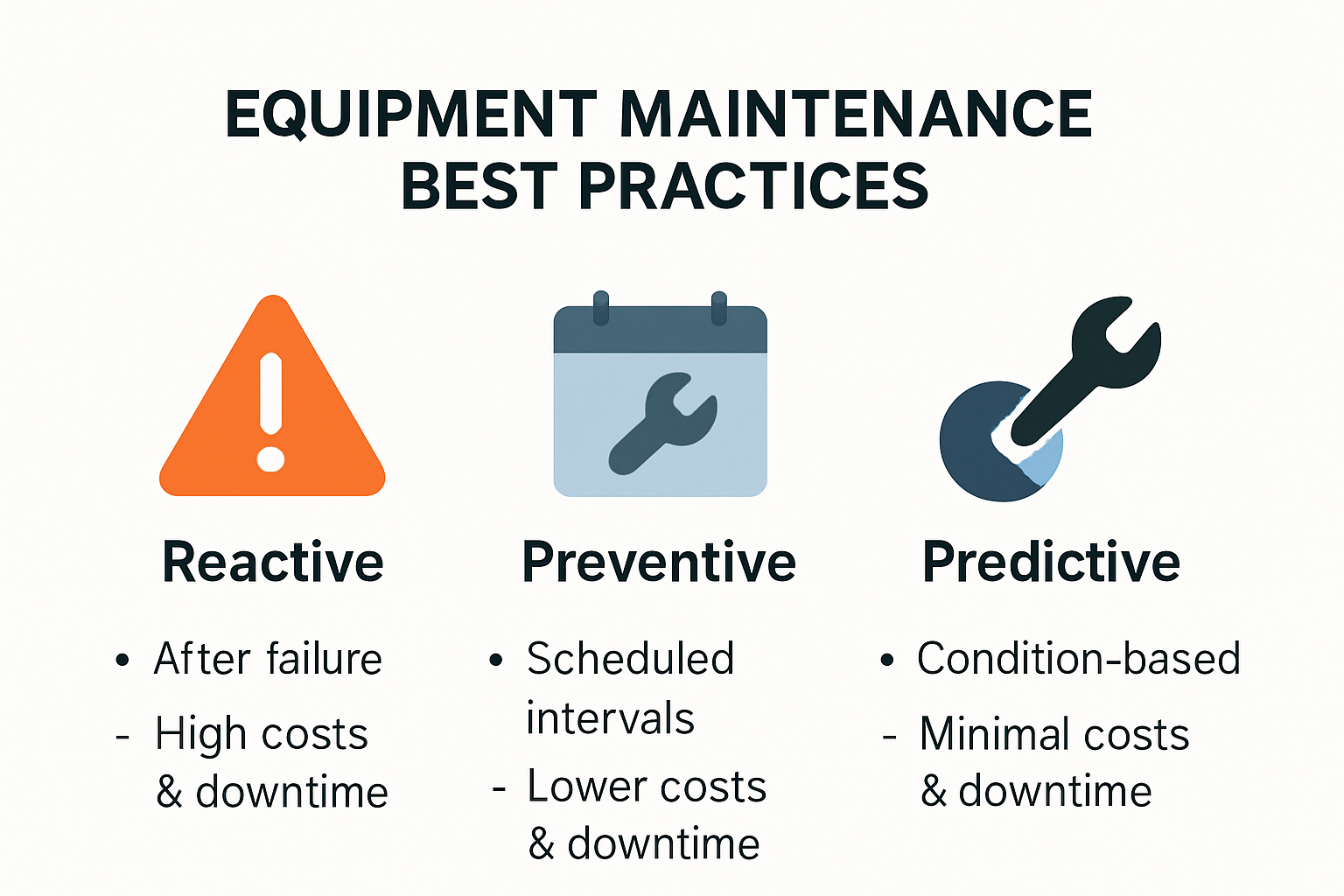 Infographic comparing equipment maintenance best practices