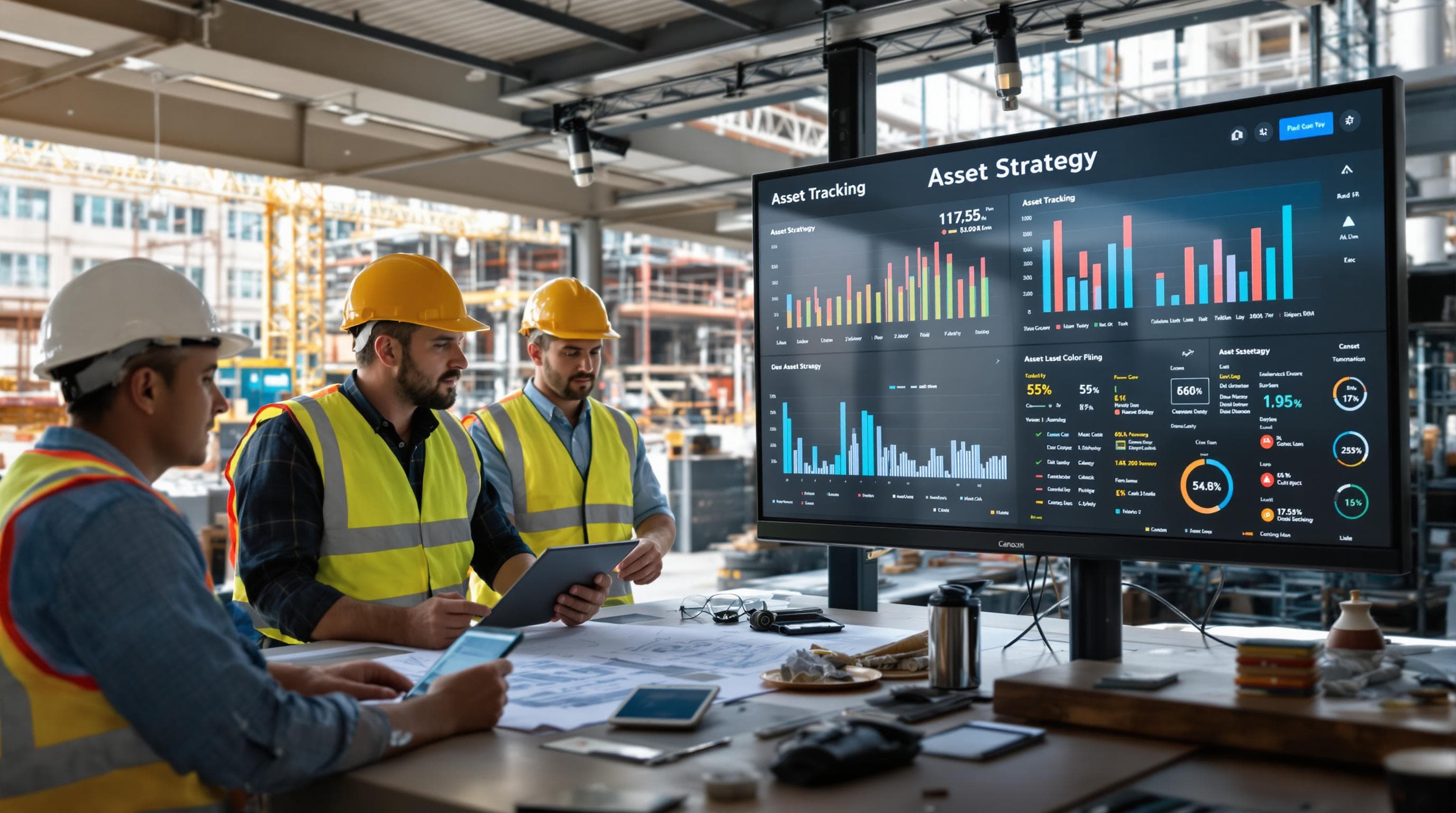 Construction project team manages assets using real-time data on-site