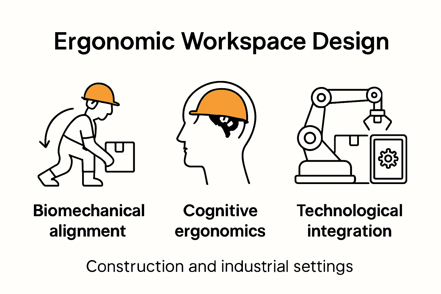 Infographic showing ergonomic workspace design principles