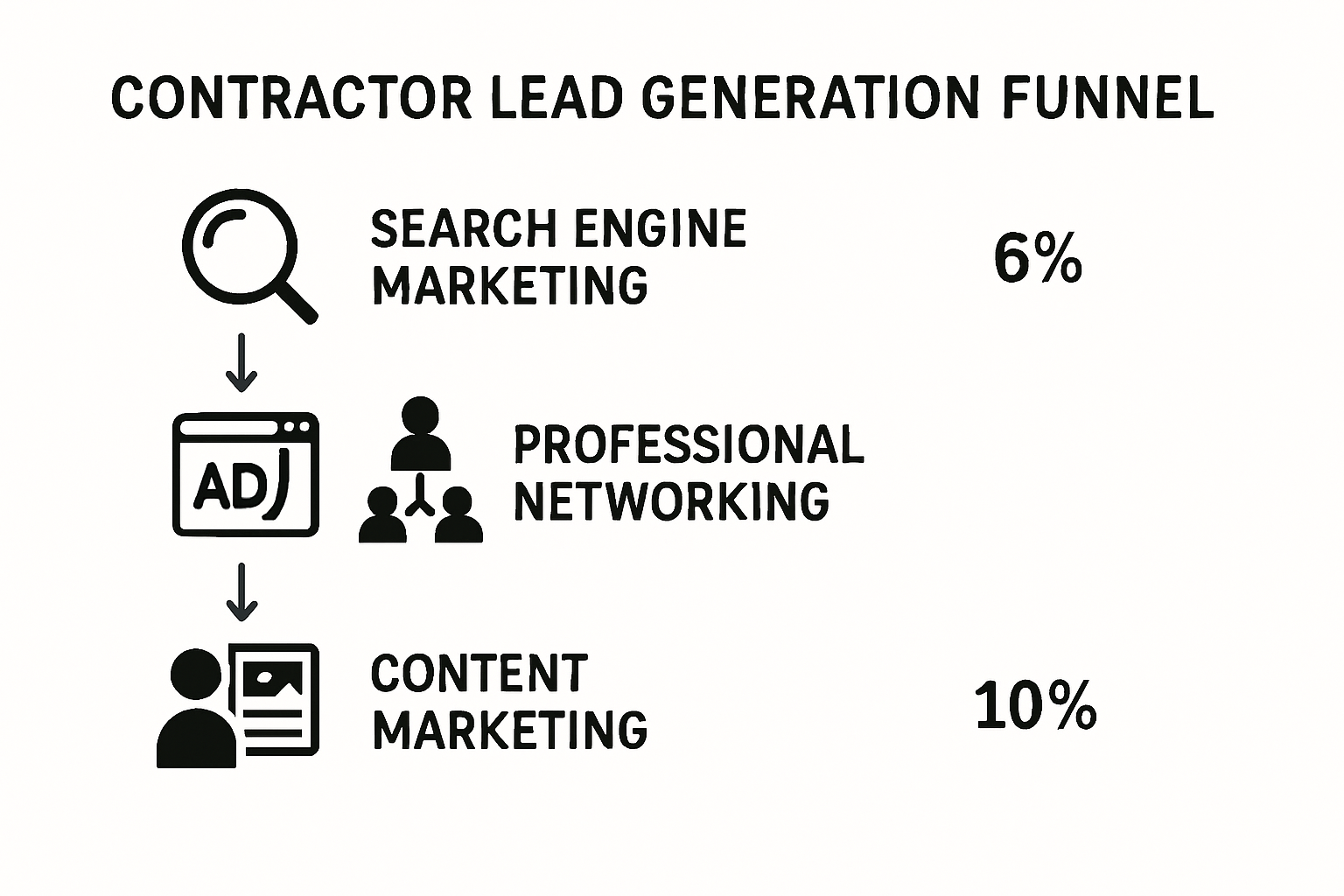 Modern contractor lead generation funnel infographic