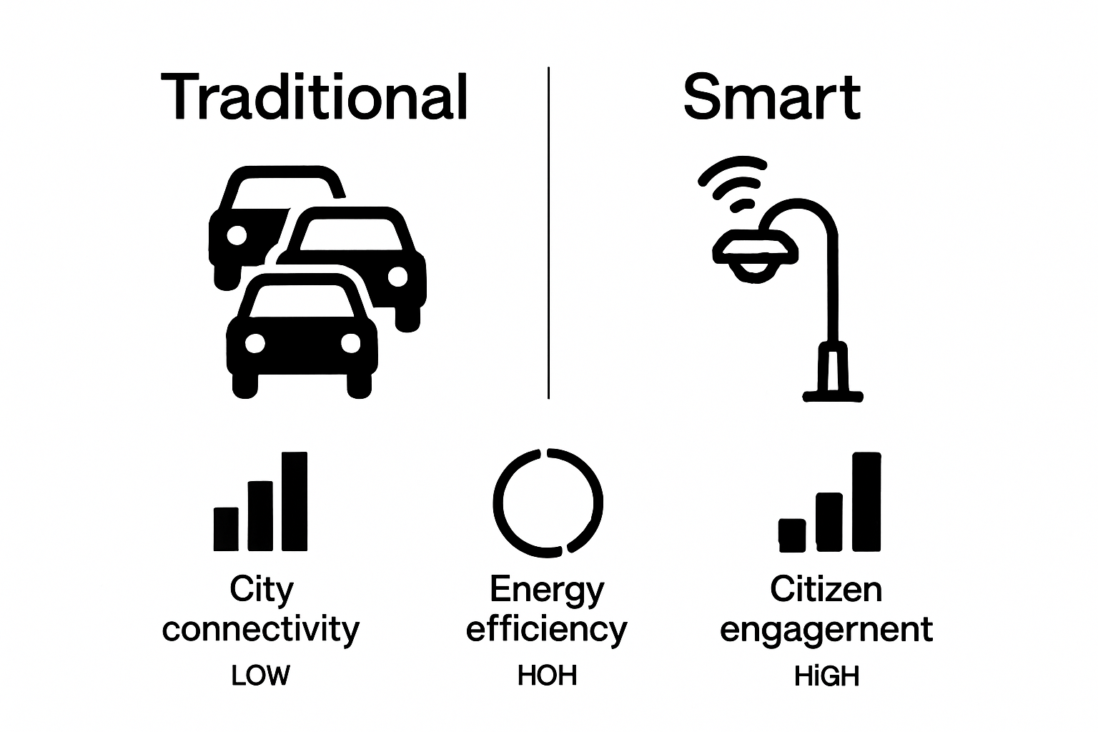 Traditional vs Smart Cities in Africa infographic