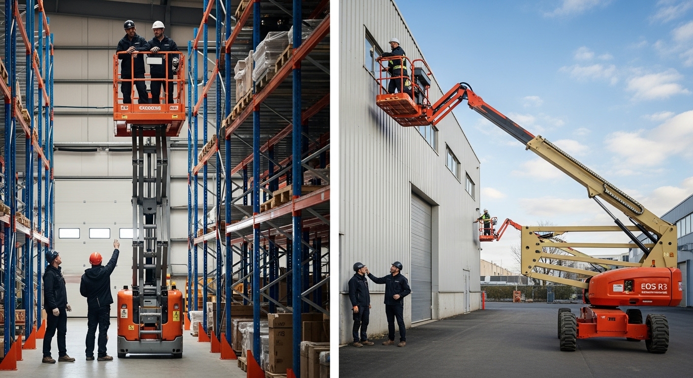 man lift, boom lift, industrial site