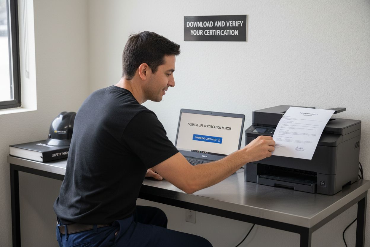 download certification, scissor lift