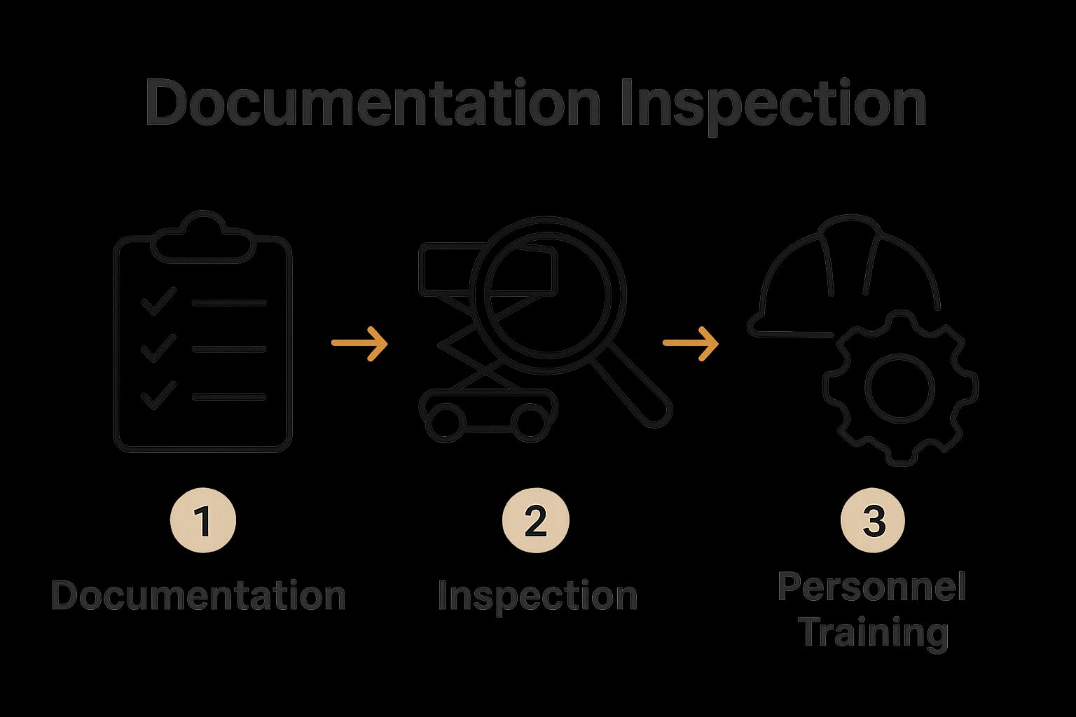 Three-step MEWP checklist sequence infographic