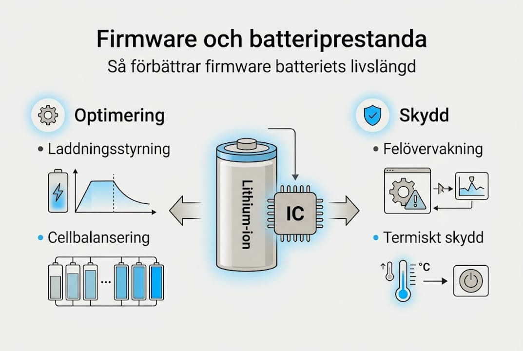 Grafik som visar hur firmware påverkar batteriets prestanda