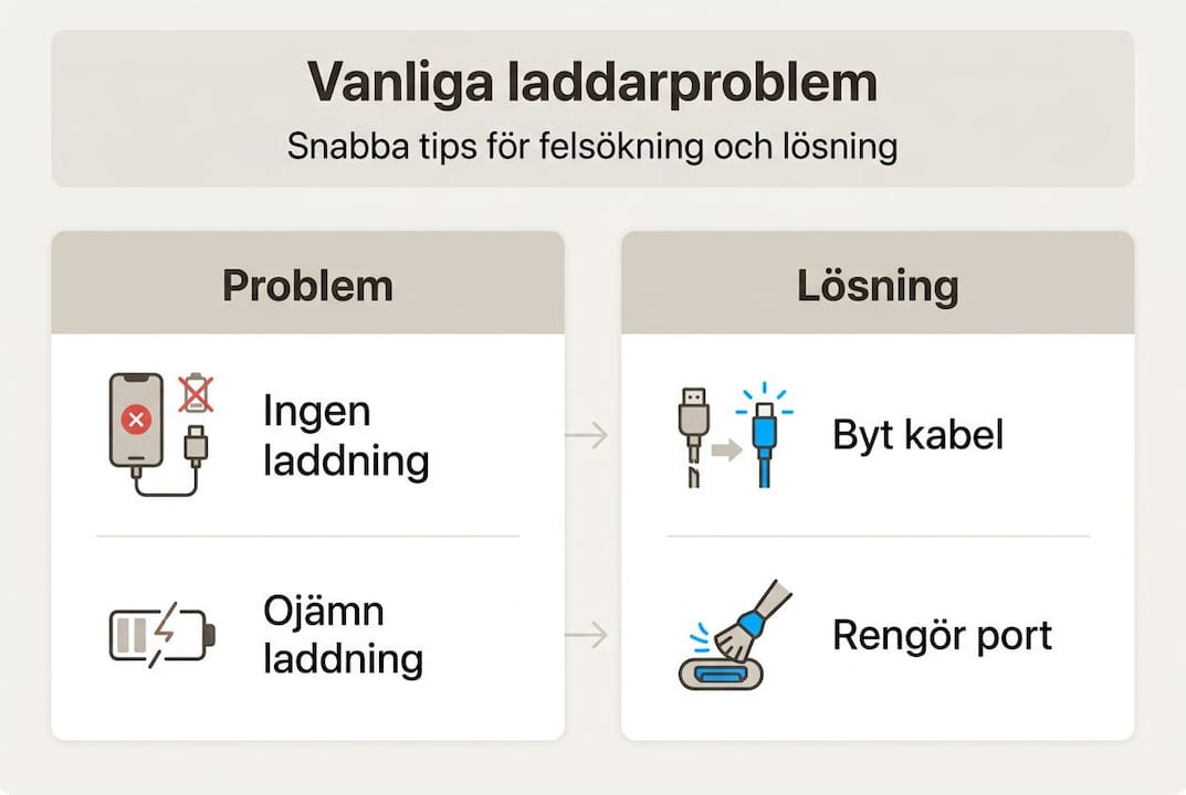 Grafisk översikt: vanliga laddningsproblem och hur du löser dem