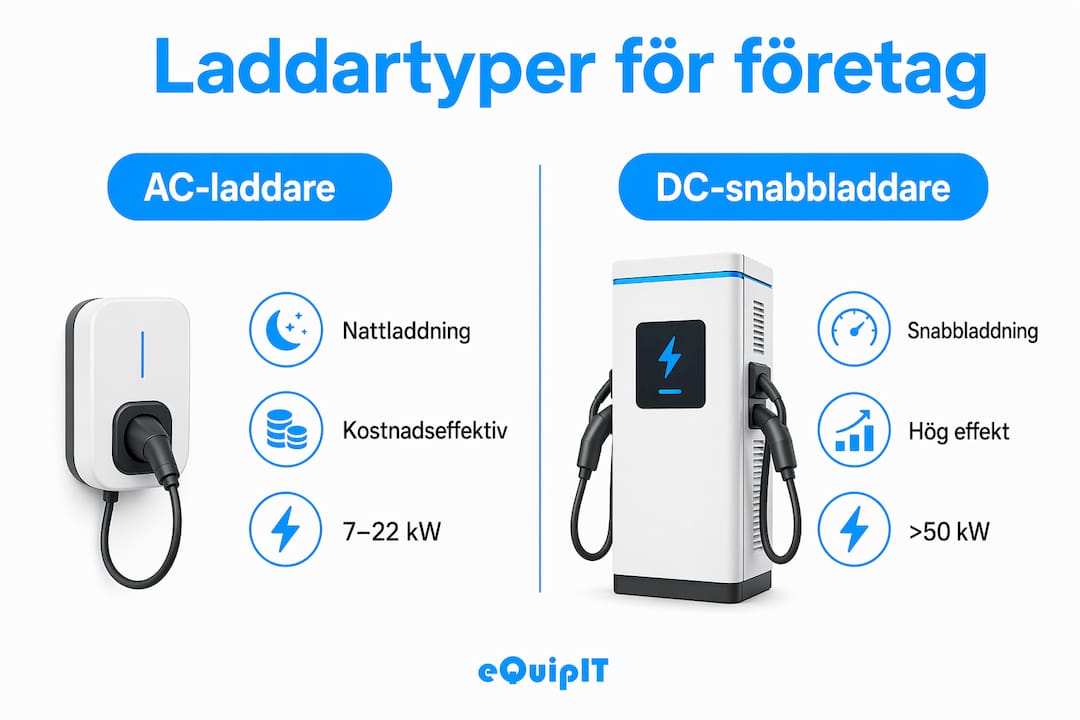 Grafisk översikt: AC vs. DC-laddare – vad passar bäst för företag?