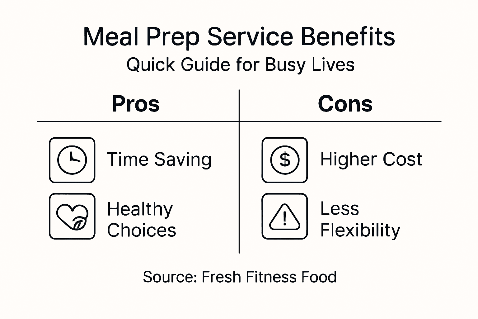 Infographic showing pros and cons of meal prep services