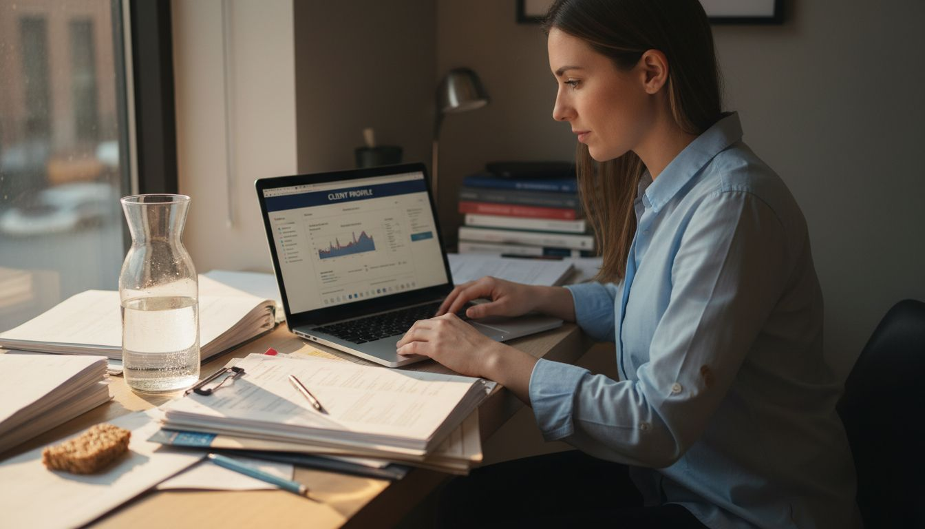 Nutritionist reviewing metabolic client assessment