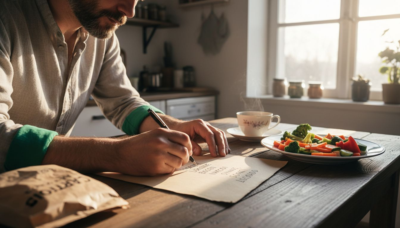 Un bărbat își studiază preferințele culinare chiar la el acasă.