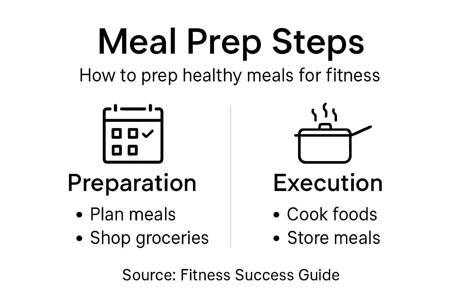 Infographic showing major healthy meal prep steps