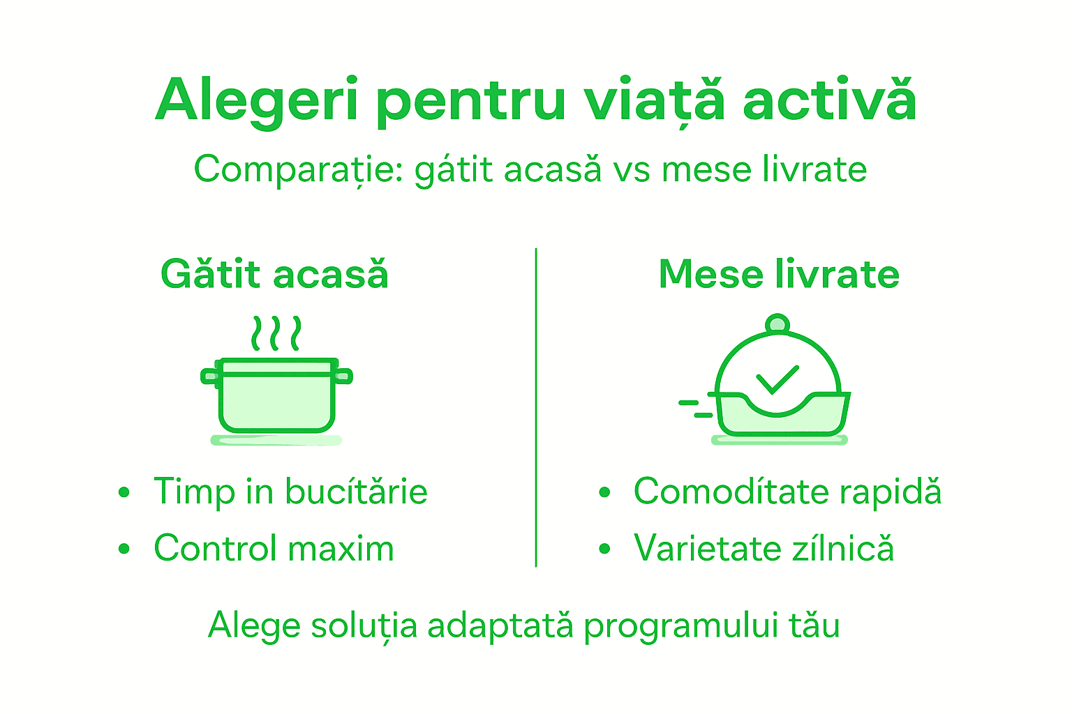 Infografic: livrare la domiciliu vs. gătit acasă – avantaje și dezavantaje