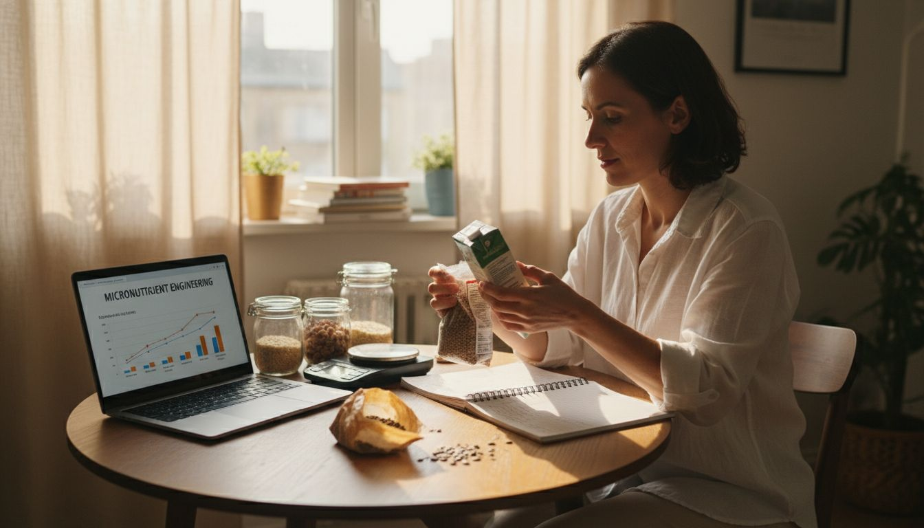 Nutritionist reviewing vegan meal for micronutrients