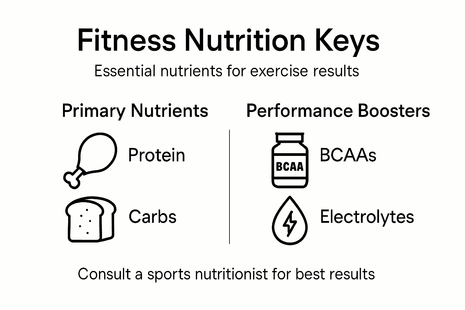 Infographic of key fitness nutrients and benefits