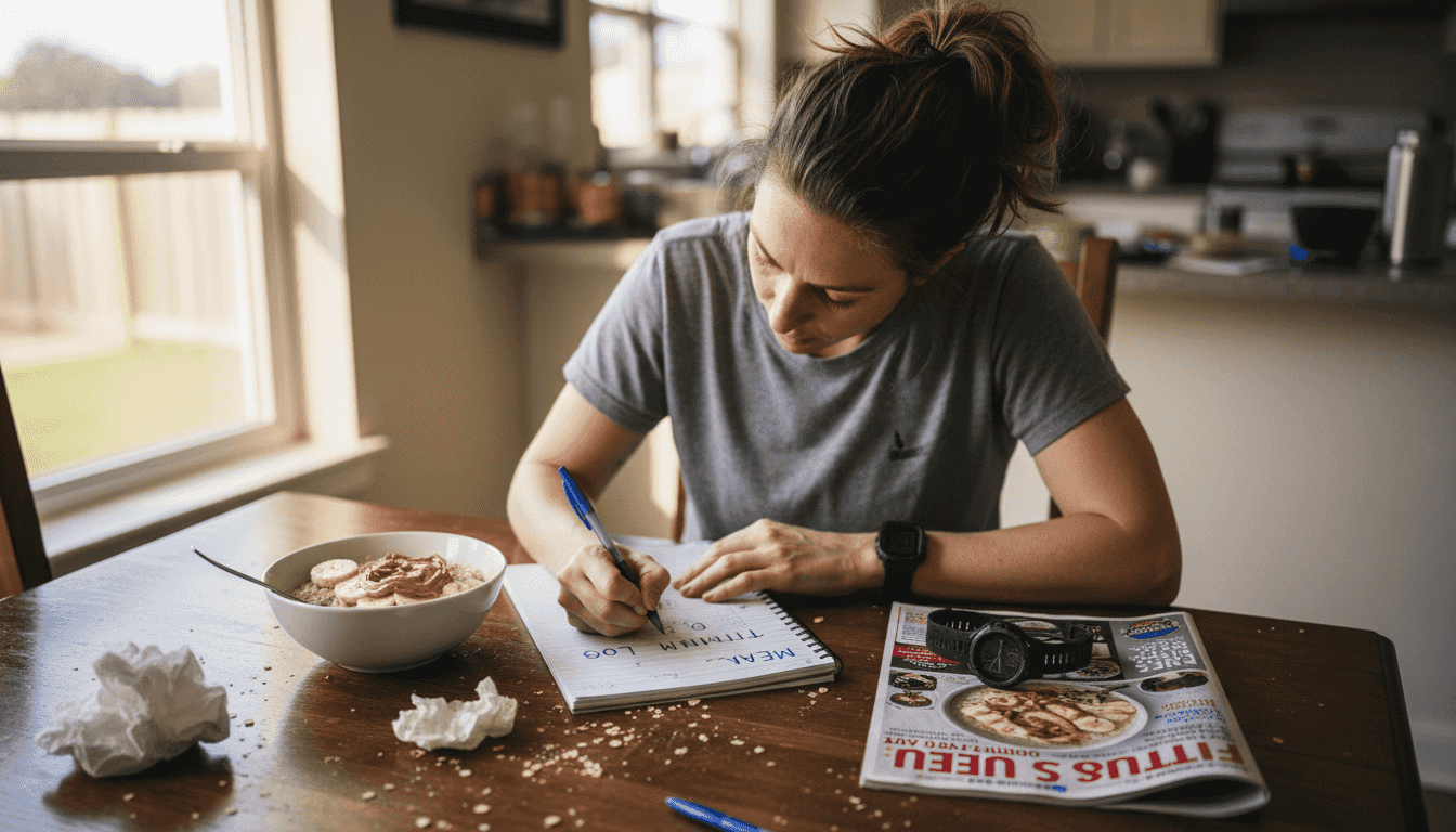 Woman logging meal timing for fitness