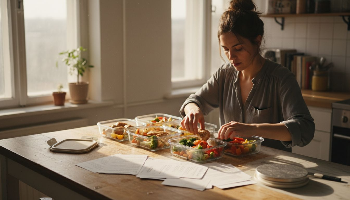 Organizing portioned meal containers for lunch