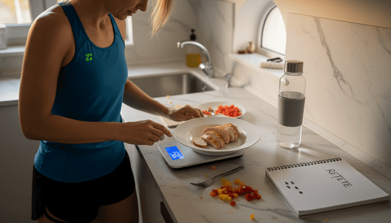 Persoană care își planifică și urmărește atent aportul de proteine, carbohidrați și grăsimi din alimentație