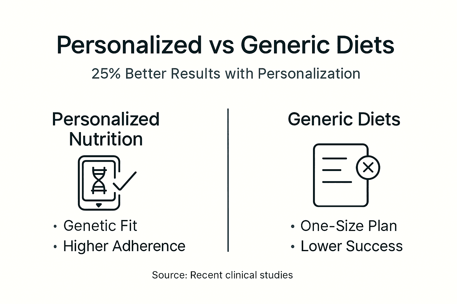 Infographic comparing personalized and generic nutrition results