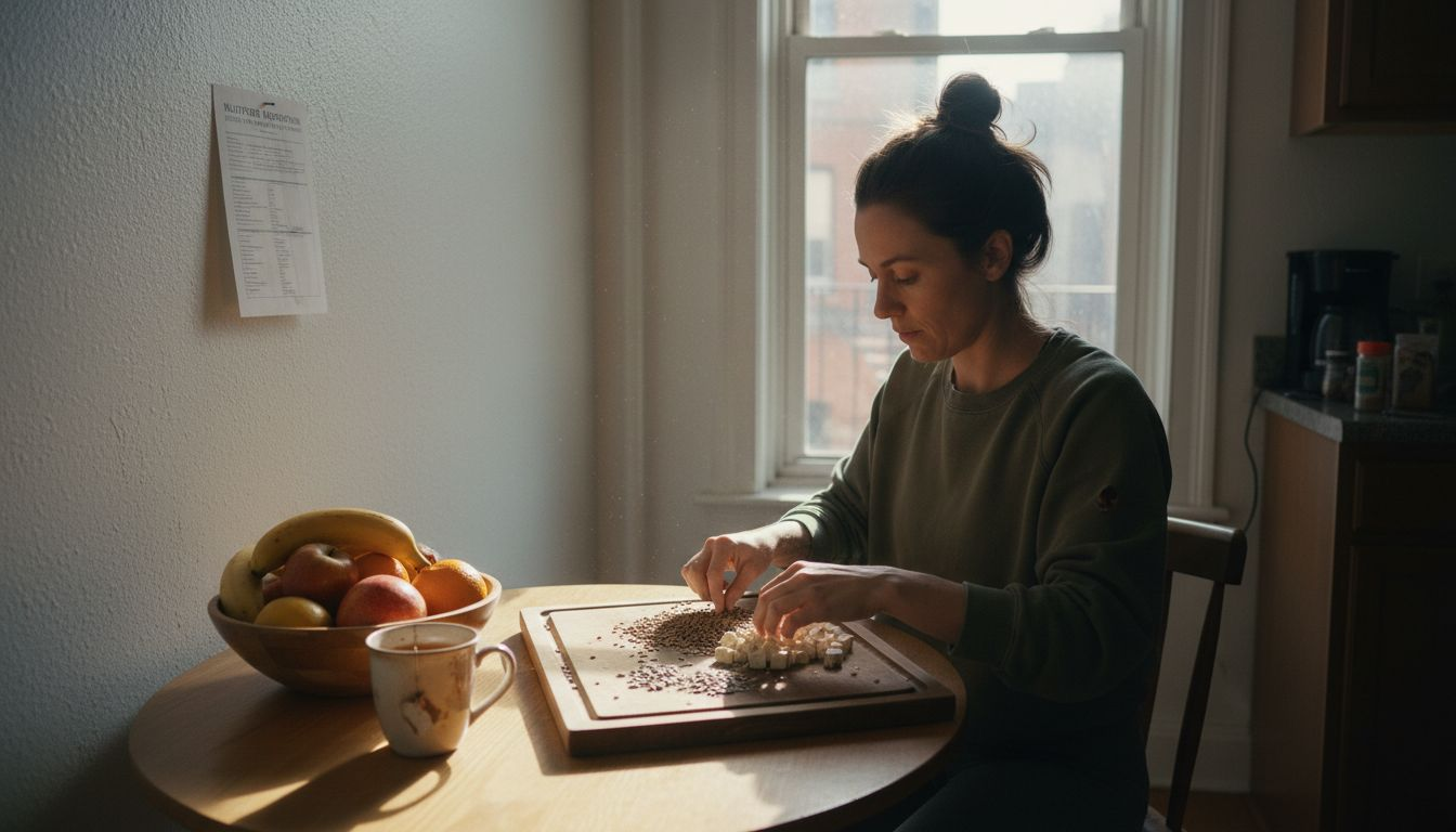 Woman sorting plant protein sources