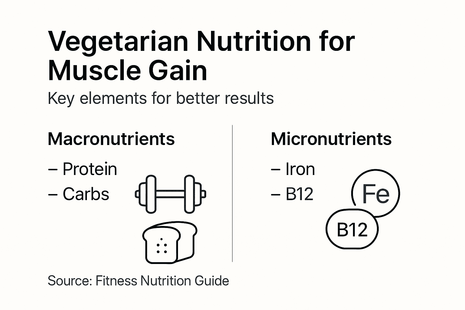 Infographic showing vegetarian nutrition muscle gain essentials