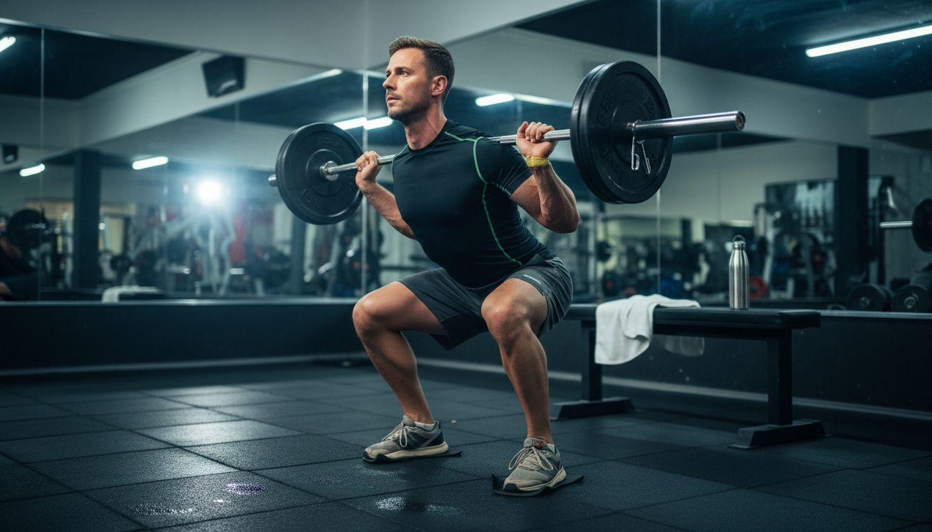 Sportiv vegan se antrenează la sală cu greutăți