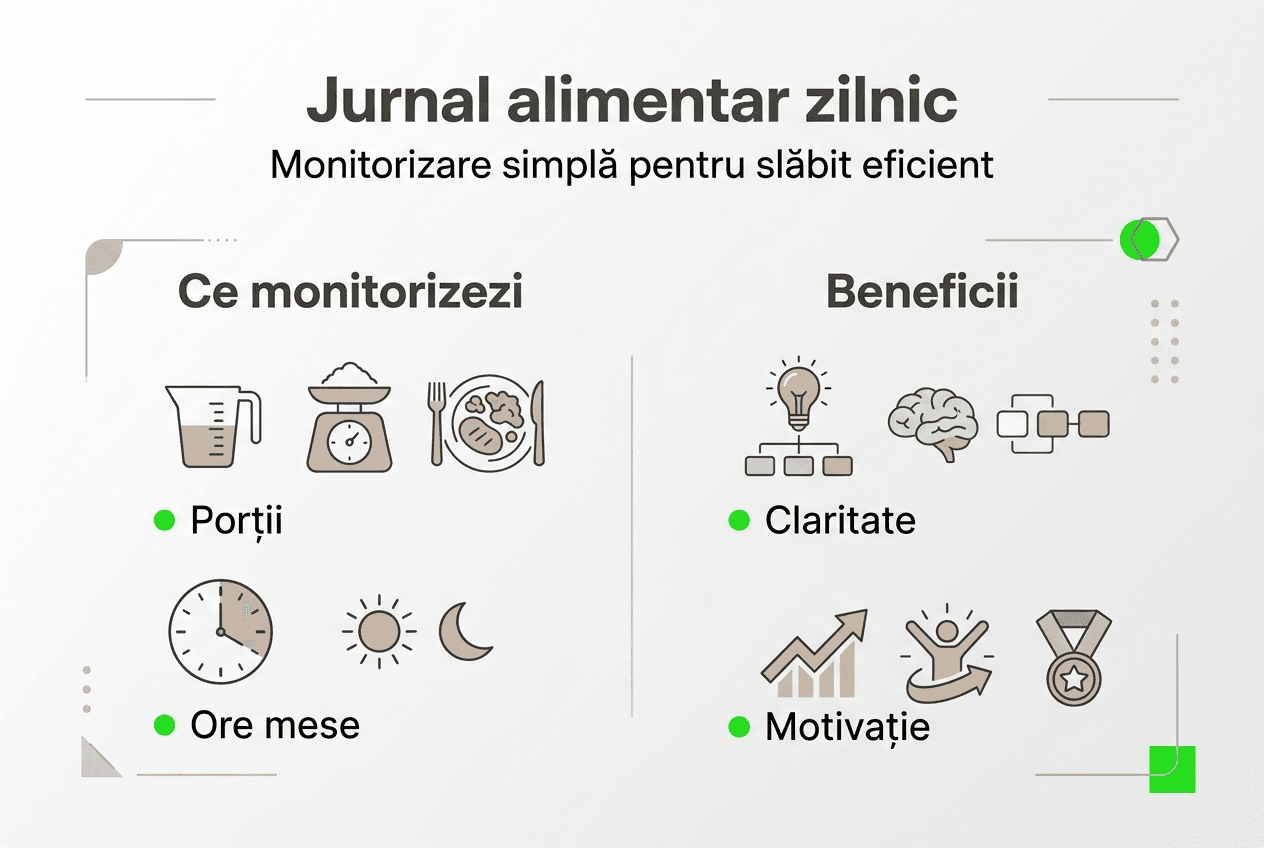 Infografic despre cum să-ți urmărești și să-ți organizezi alimentația zilnică