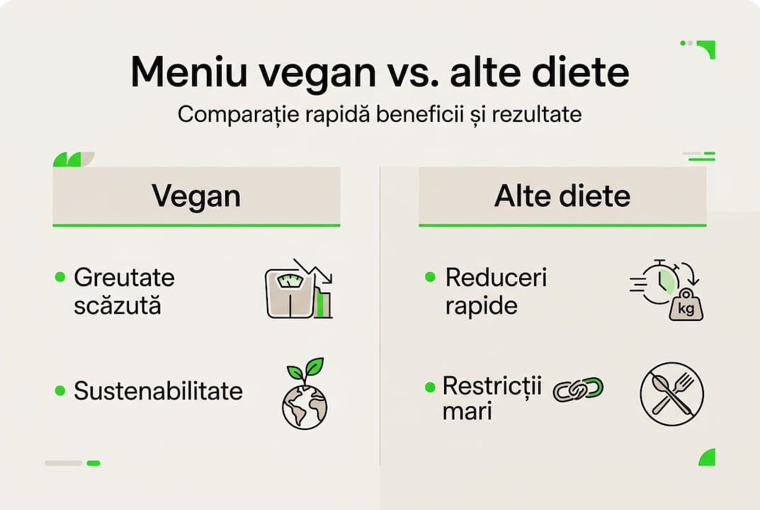 Infografic: Avantajele dietelor vegane, puse față în față