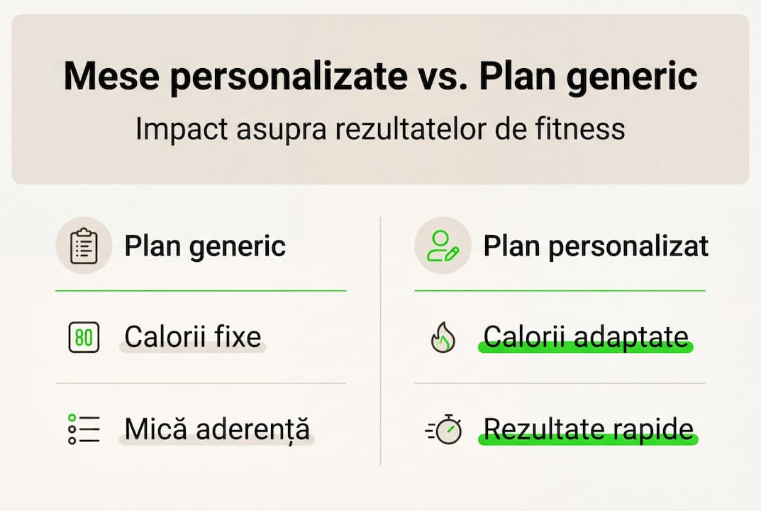 Infografic: comparație între mesele adaptate nevoilor tale și planurile alimentare standard