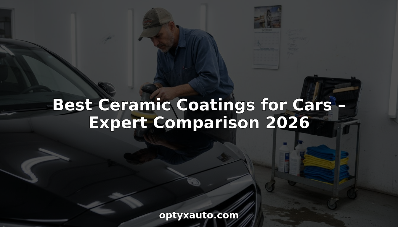 Detailer buffing luxury car in auto studio