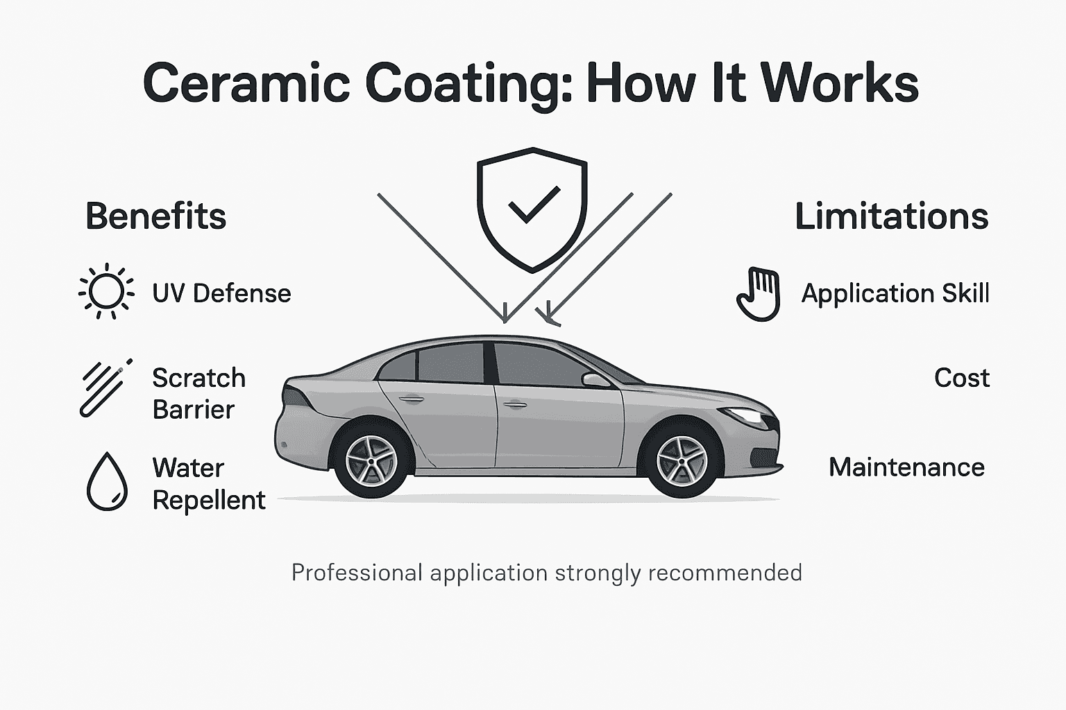 Ceramic coating benefits and limits infographic