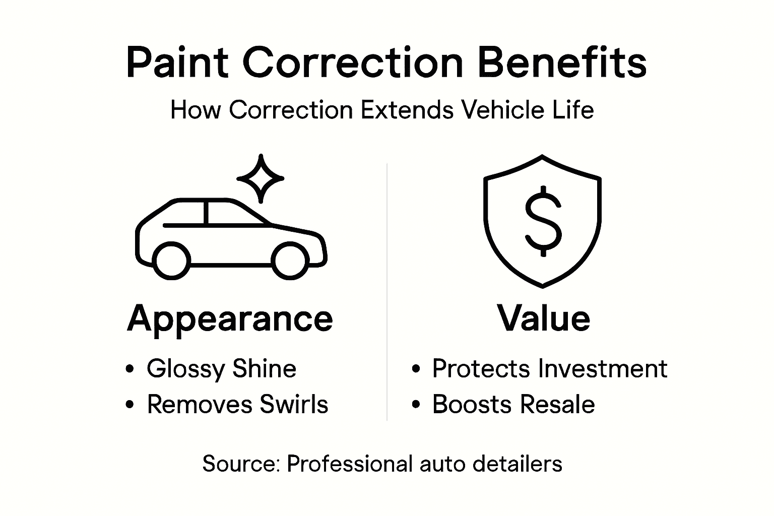 Infographic listing paint correction benefits