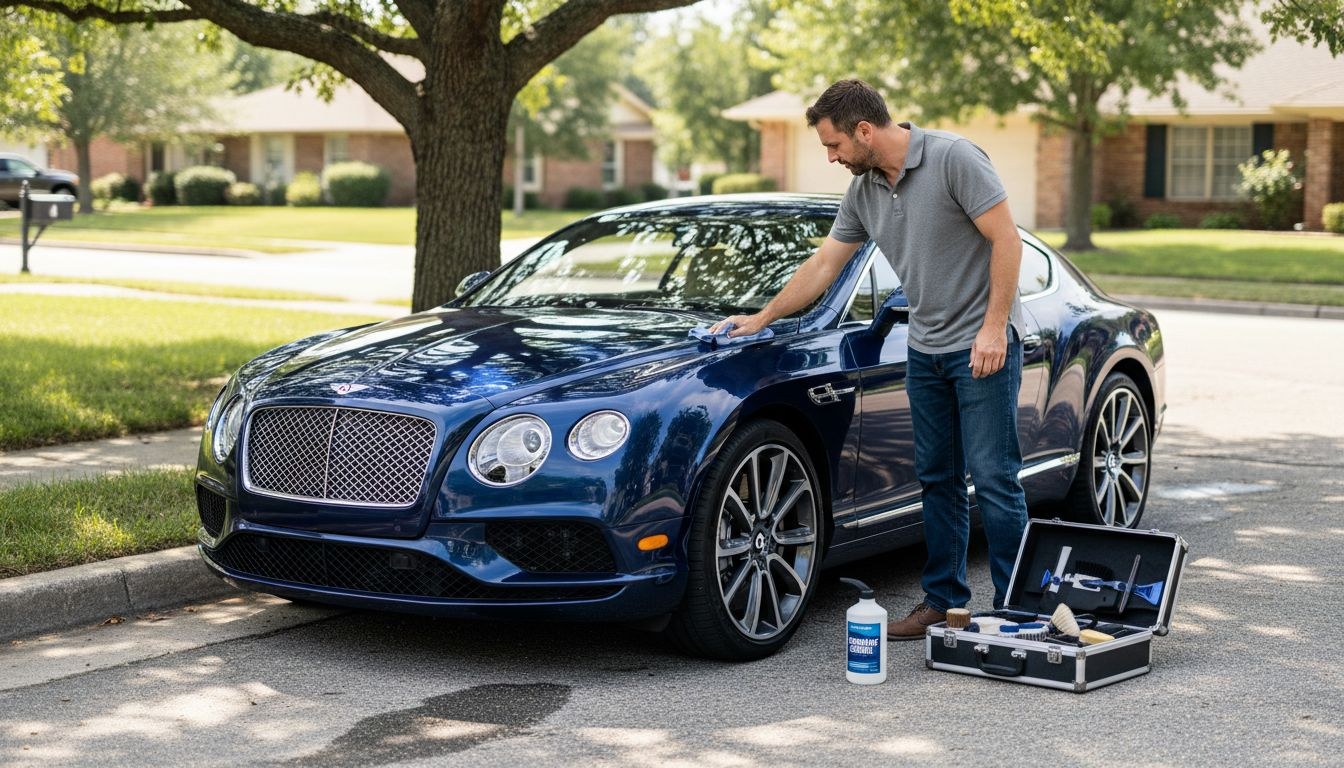 Car owner inspecting paint protection finish