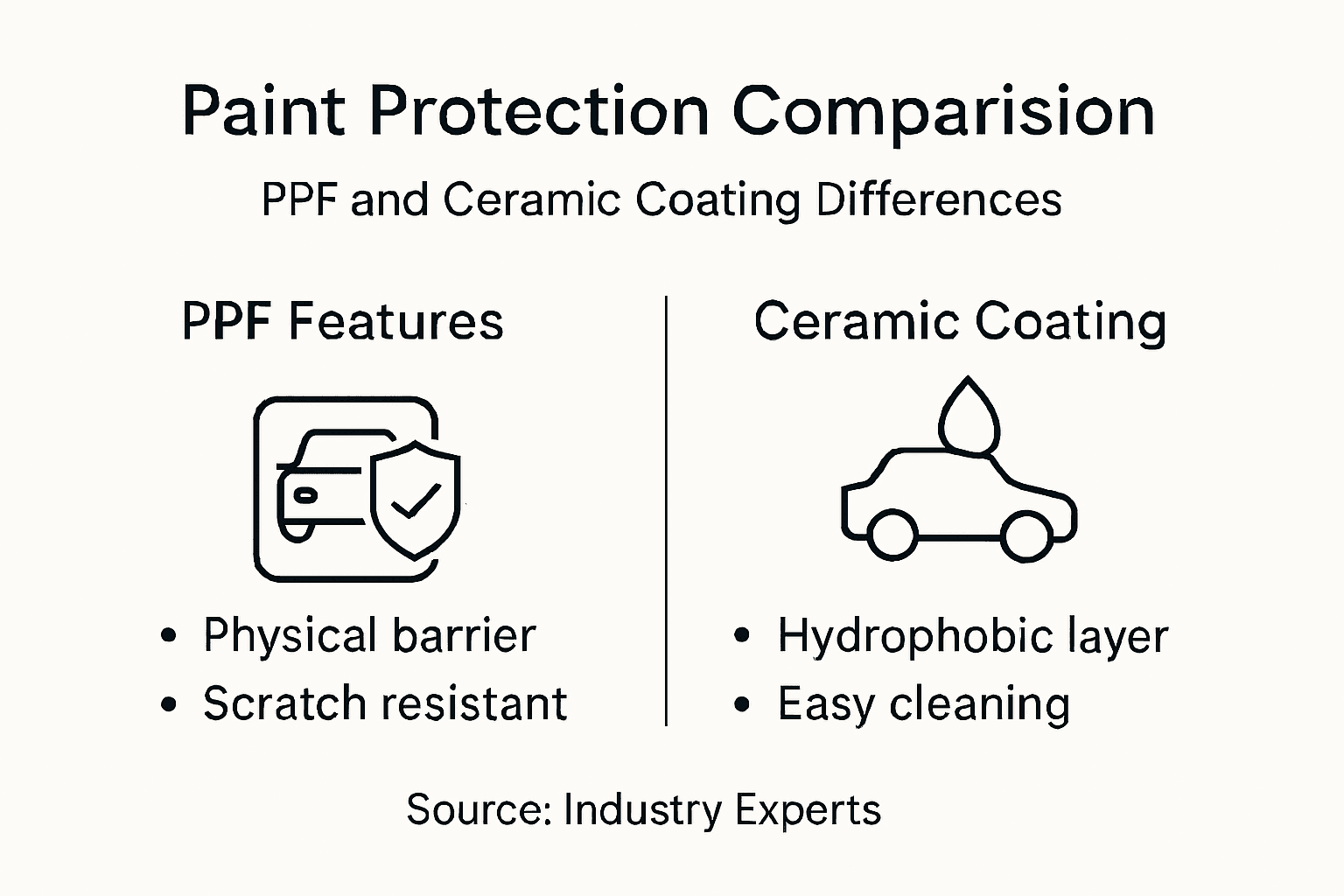 Chart comparing paint protection options