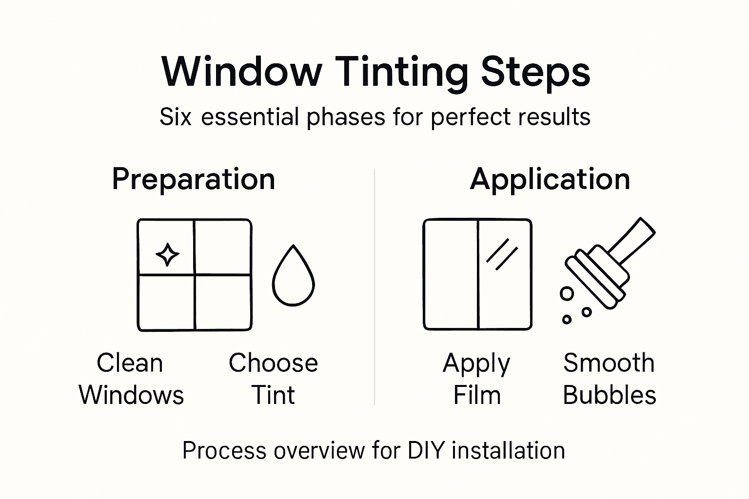 Infographic window tinting step by step process