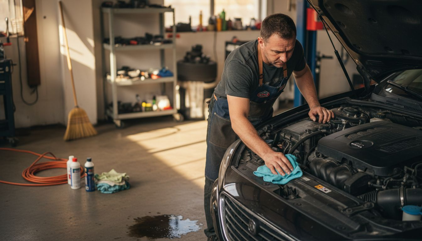 Technician inspects clean car before film install