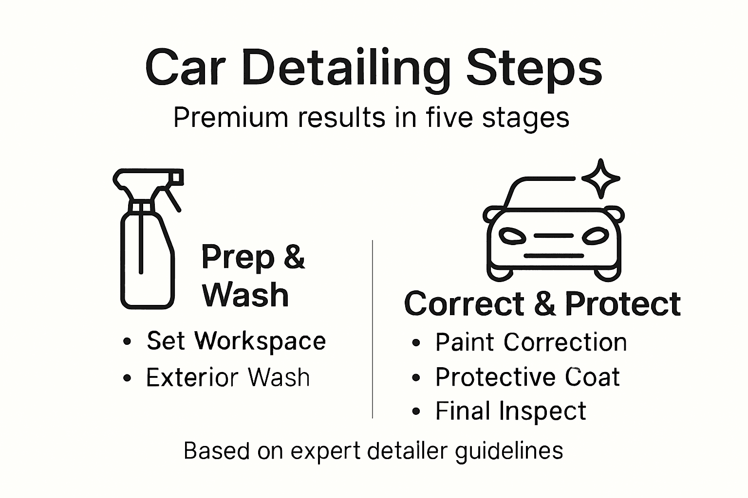 Infographic listing five key car detailing steps