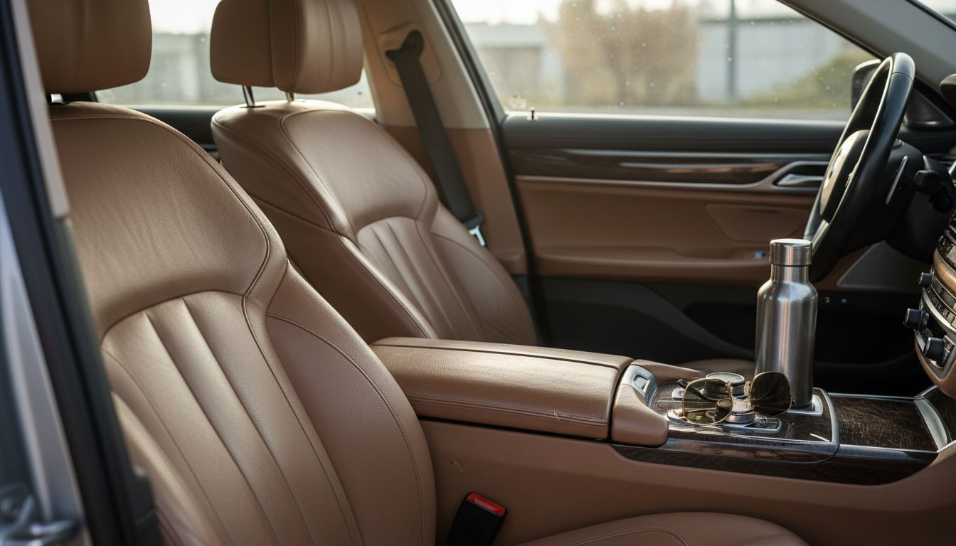 Luxury car interior showing sun and tint effects