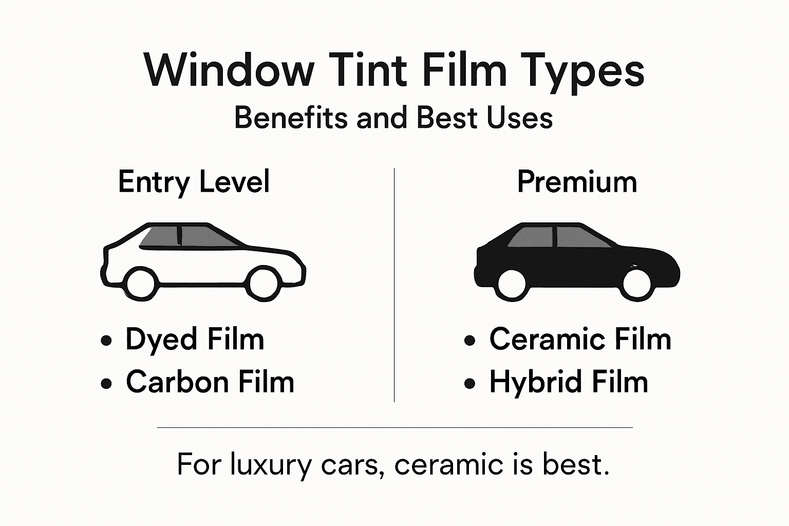 Infographic comparing window tint film types
